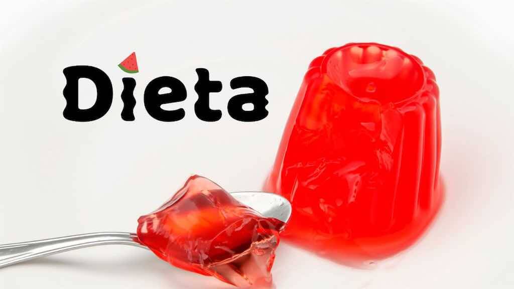 Uma colher pegando gelatina para dieta